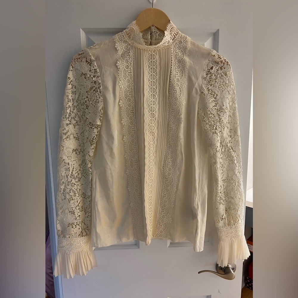 Erdem x H&M cream blouse size 2
